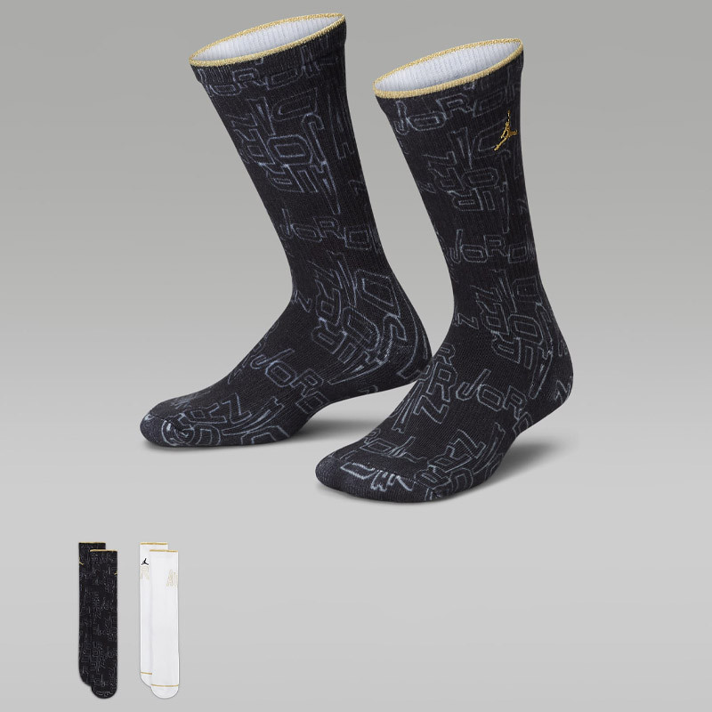 Lot de 2 paires de chaussettes Jordan Black & Gold our enfants - Noir/Blanc/Or - BJ0645-023