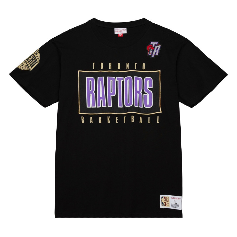 Mitchell & Ness NBA Toronto Raptors Team Og 2.0 Premium Vintage Logo Men's Short-Sleeve Basketball T-Shirt - Black