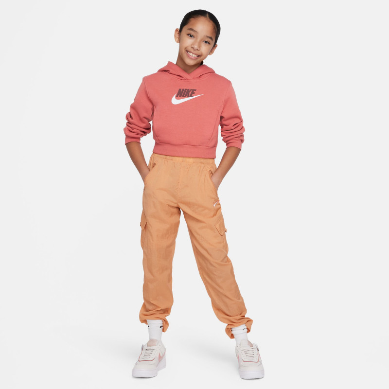 Nike Sportswear Club Fleece Kids' Hoodie (Girls 6 - 16 Years) - Adobe/White/(Dark Team Red)