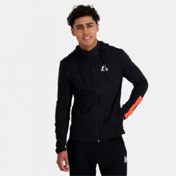 Le Coq Sportif Training Sp zipped hooded jacket for men - Black/Orange Perf - 2410229