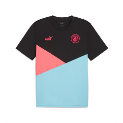 Puma Manchester City Fc 2024 Polyester Short Sleeve Football T-Shirt for Men - Black/Sunset/Blue - 777110 02