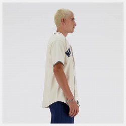 New Balance Sportswear's Greatest Hits Baseball Men's Short-Sleeve T-Shirt - Beige/Navy - MT41512LIN