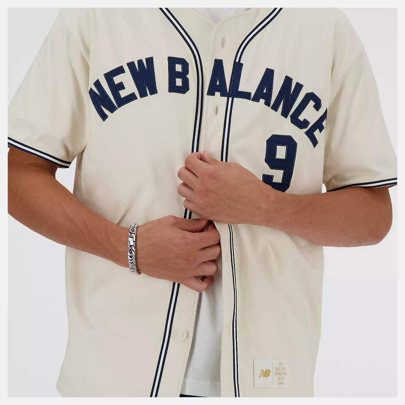 New Balance Sgh Baseball Short Sleeve T-Shirt for Men - Beige/Navy