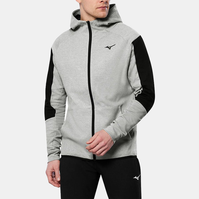 Mizuno Athletics men's zipped hooded jacket - Gray