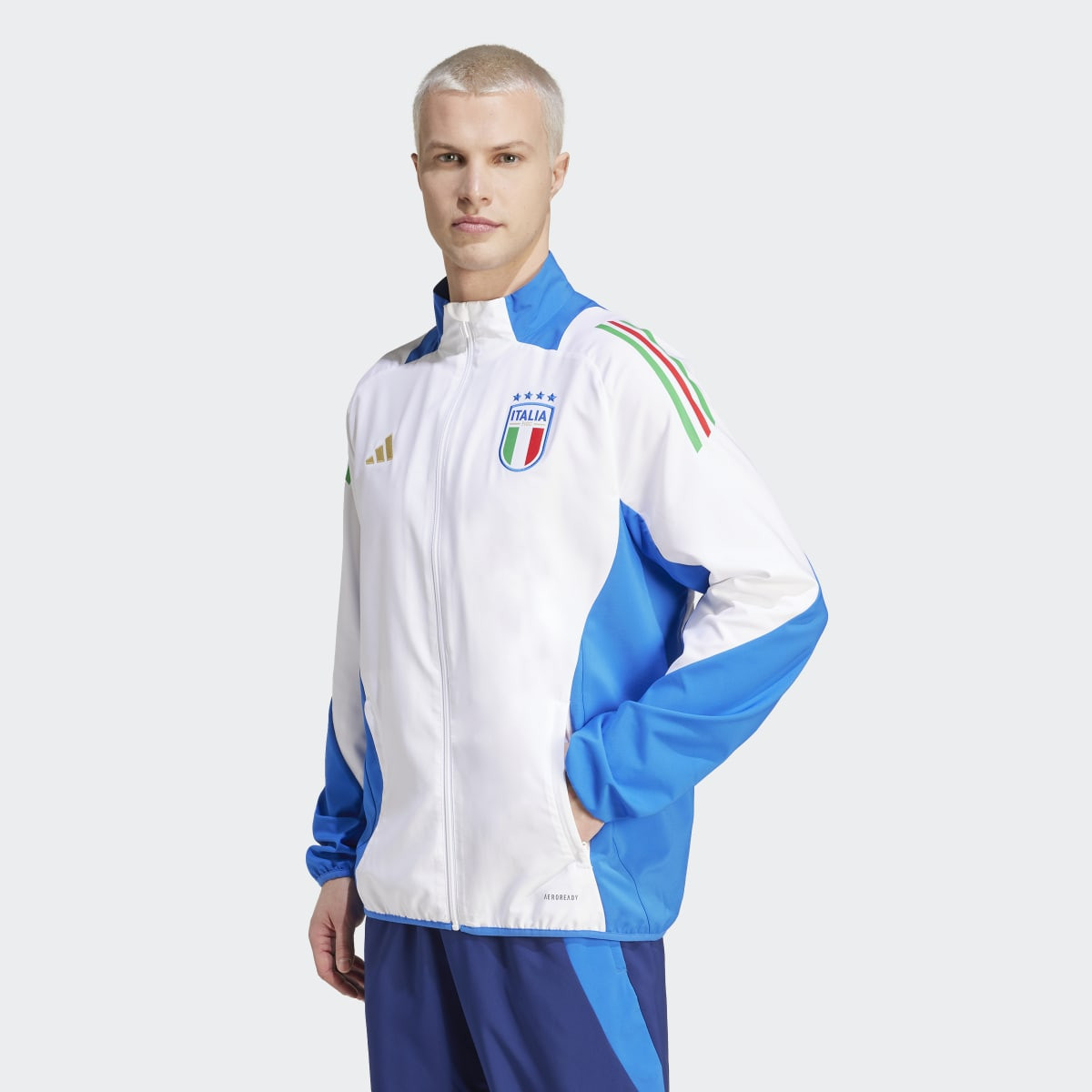 Adidas Italy (FIGC) Presentation 2024 Men's Football Jacket - White/Blue
