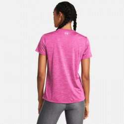 Under Armour Tech Ssv Short Sleeve Training Top - Twist for Women - Rebel Pink/White - 1384227-652
