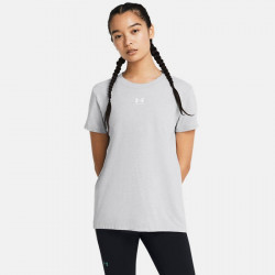 Under Armour Off Campus Core Short Sleeve Training Top for Women - Mod Gray Light Heather/White - 1383648-012