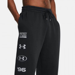 Pantalon large Under Armour Icon Fleece pour homme - Black/Steel - 1383067-001