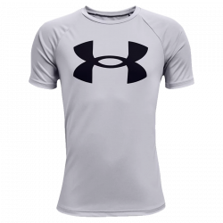 T-Shirt manches courtes Under Armour Tech Big Logo pour enfant (Garçon 6-16 ans) - Mod Gray Light Heather/Black - 1363283-011