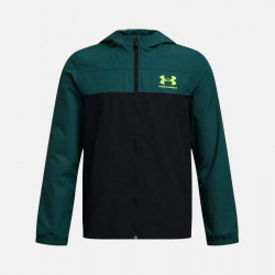 Under Armour Sportstyle Windbreaker Jacket for Children (Boys 6-16 years) - Hydro Teal/Black/High Vis Yellow - 1370183-449