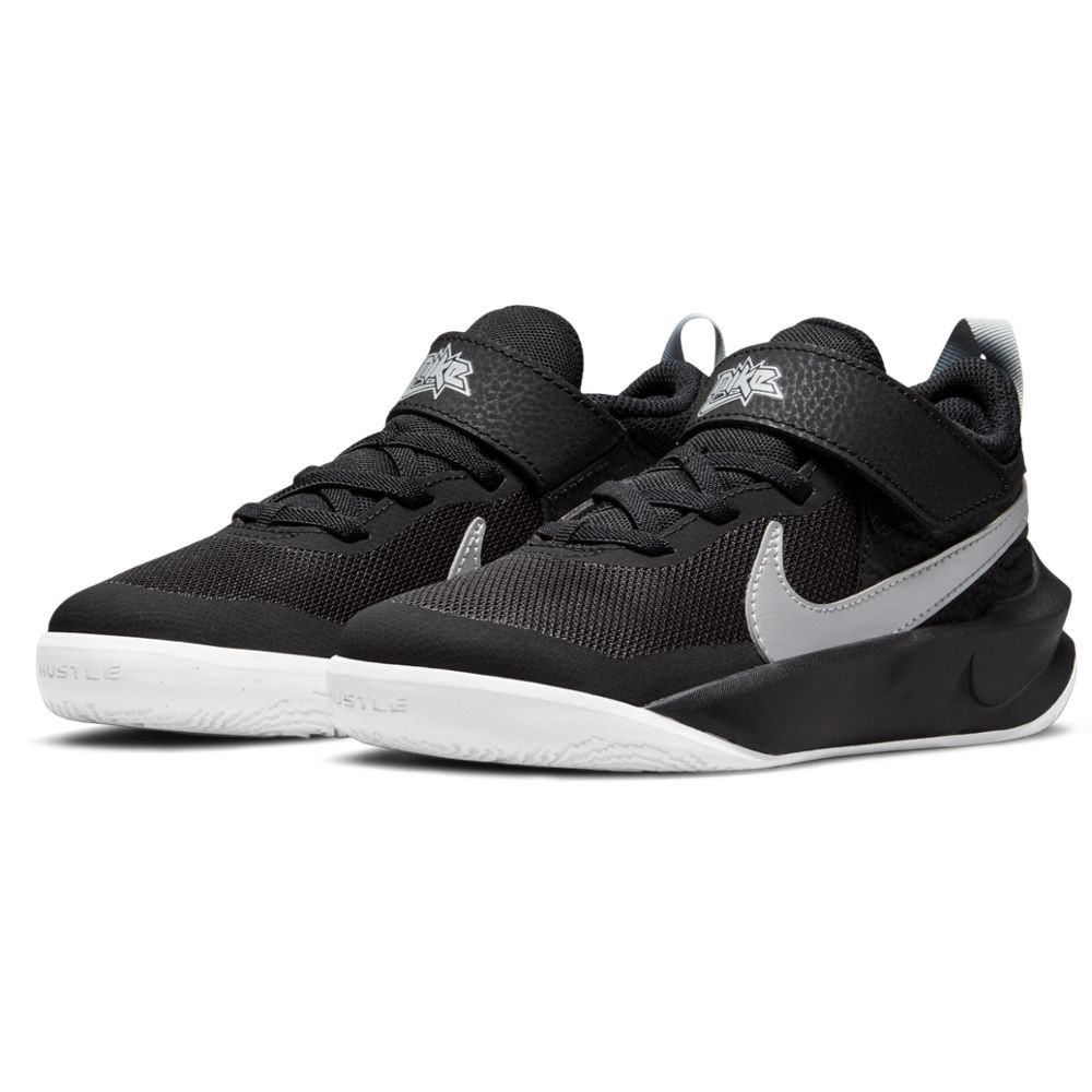 Nike Team Hustle D 10 Kids' Shoe (28-35) - Black/Metallic Silver-Volt-White