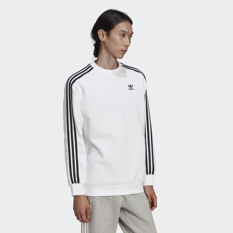 Adidas Originals Adicolor 3D Trefoil 3-Stripes Sweatshirt - White | HE9483