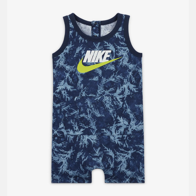 Nike Sportswear Leaf Dye Romper for Newborns (Boys: 0-12 Months) - Midnight Navy - 56J521-U90