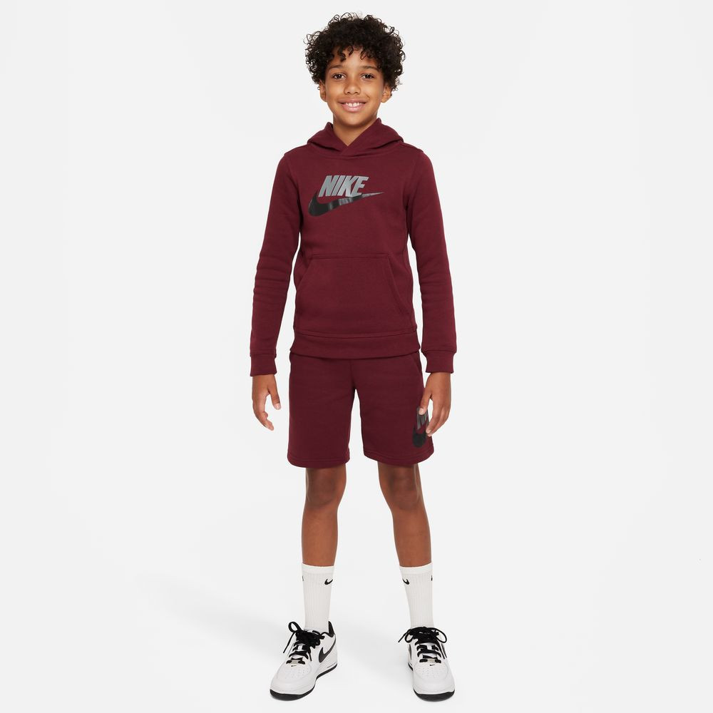 CJ7861-639 - Nike Sportswear Club Fleece children's hooded sweatshirt - Dark Beetroot/Smoke Grey/Black