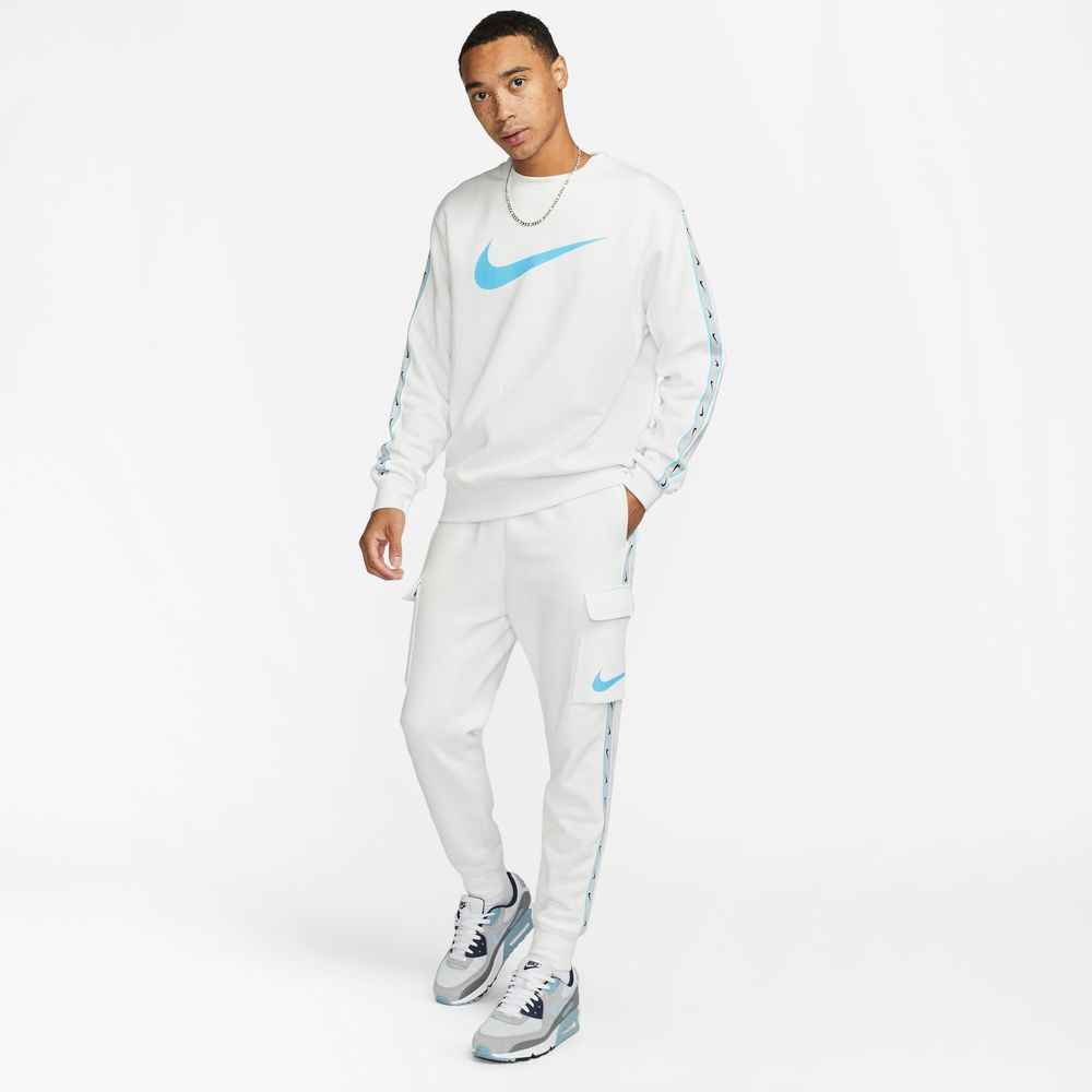 Sweat homme Nike Sportswear Repeat - Blanc Sommet/Bleu Baltique - DX2029-121