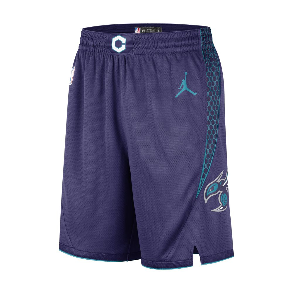 Jordan Charlotte Hornets Statement Edition Basketball Shorts - New Orchid/Quick Teal - DO9425-566