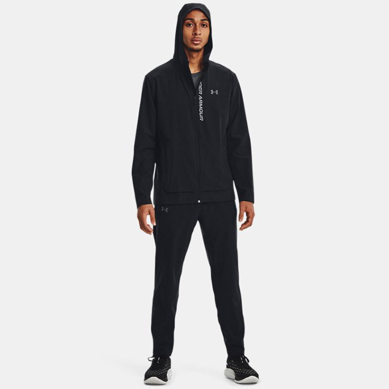 Under Armor Outrun The Storm Men's Hooded Jacket - Black/Grey - 1376794-002