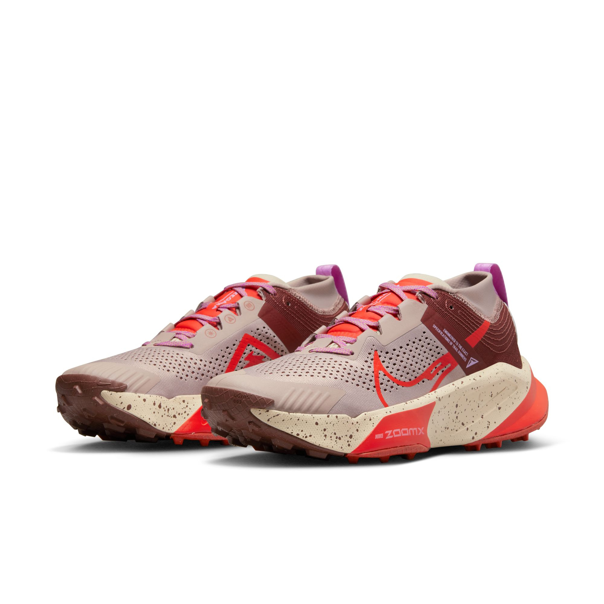 Nike ZoomX Zegama Trail Running Shoes - Diffuse Taupe/Picante Red-Dark Pony - DH0623-200