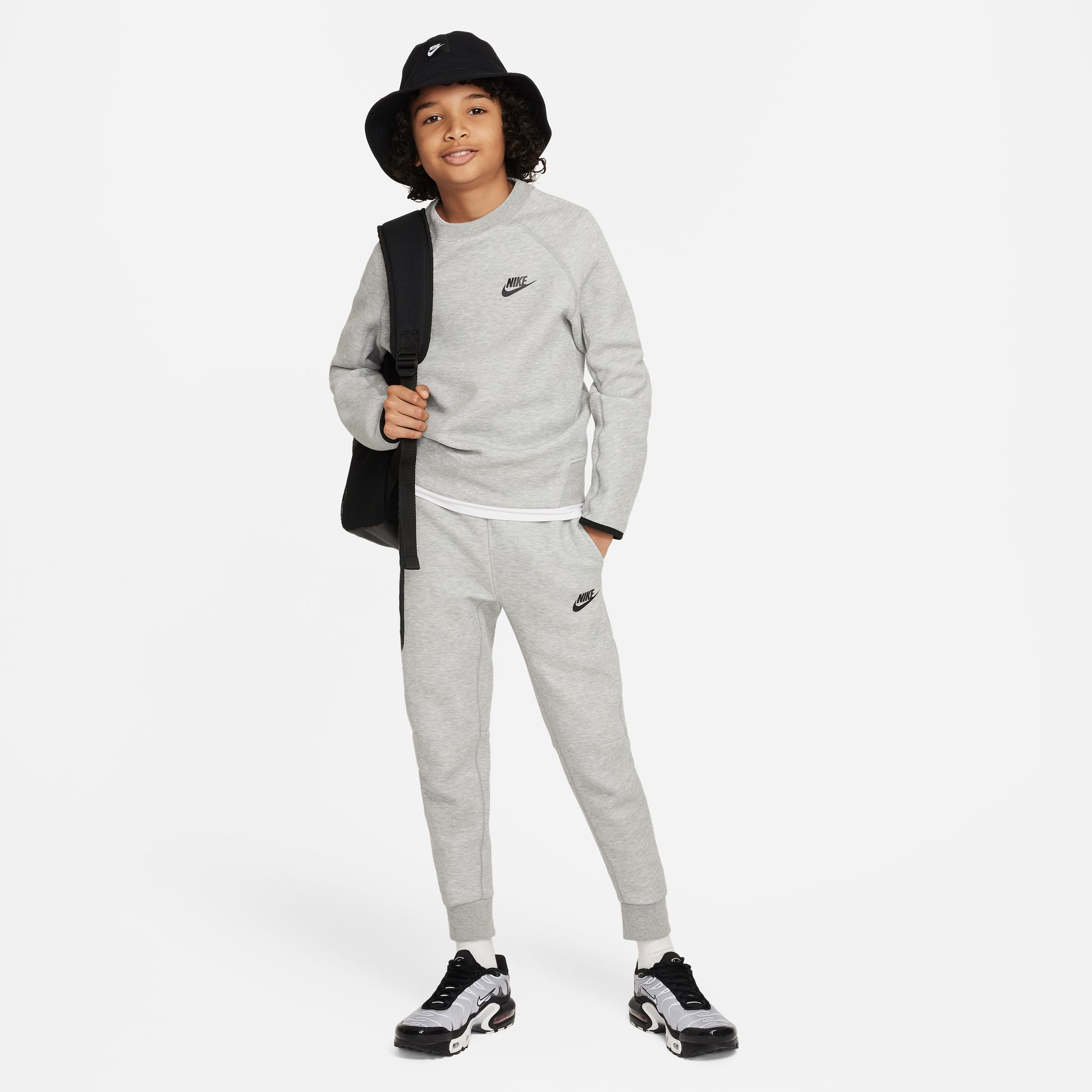 Nike Kids' Nike Sportswear Tech Fleece Pants - Dk Gray Heather/Black/Black - FD3287-063
