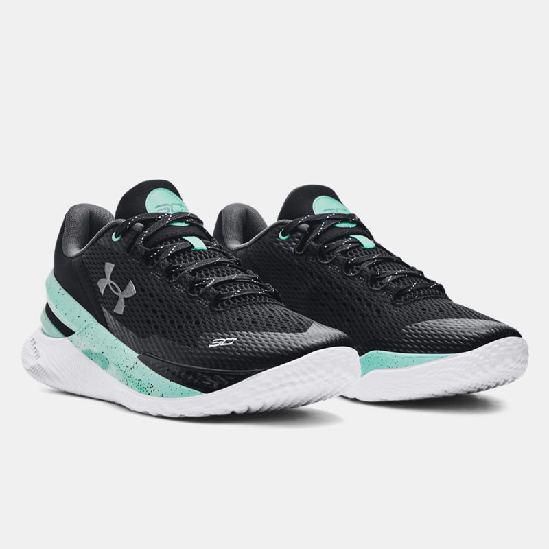 Chaussures de basketball Under Armour Curry 2 Low Flotro pour homme - Black/Neo Turquoise/Jet Gray - 3026276-001