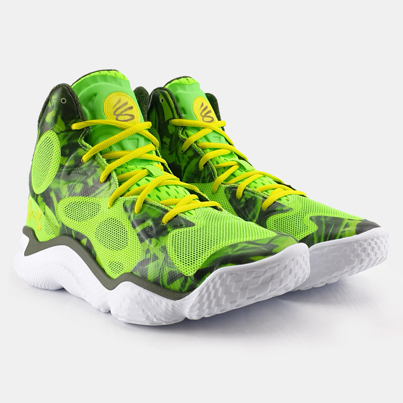 Chaussures de basketball Under Armour Curry Spawn Flotro pour homme - Hyper Green/Rough/Flash Light - 3026640-300