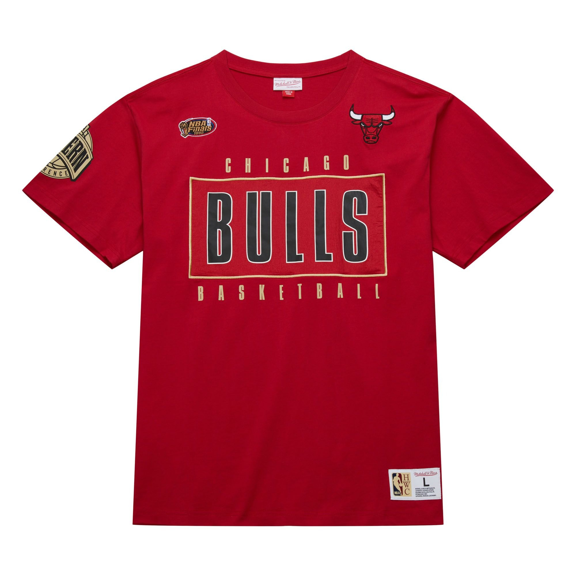 Mitchell & Ness NBA Chicago Bulls Team Og 2.0 Premium Vintage L Men's Short-Sleeve Basketball T-Shirt - Scarlet - TCRW7096-CBUSCA