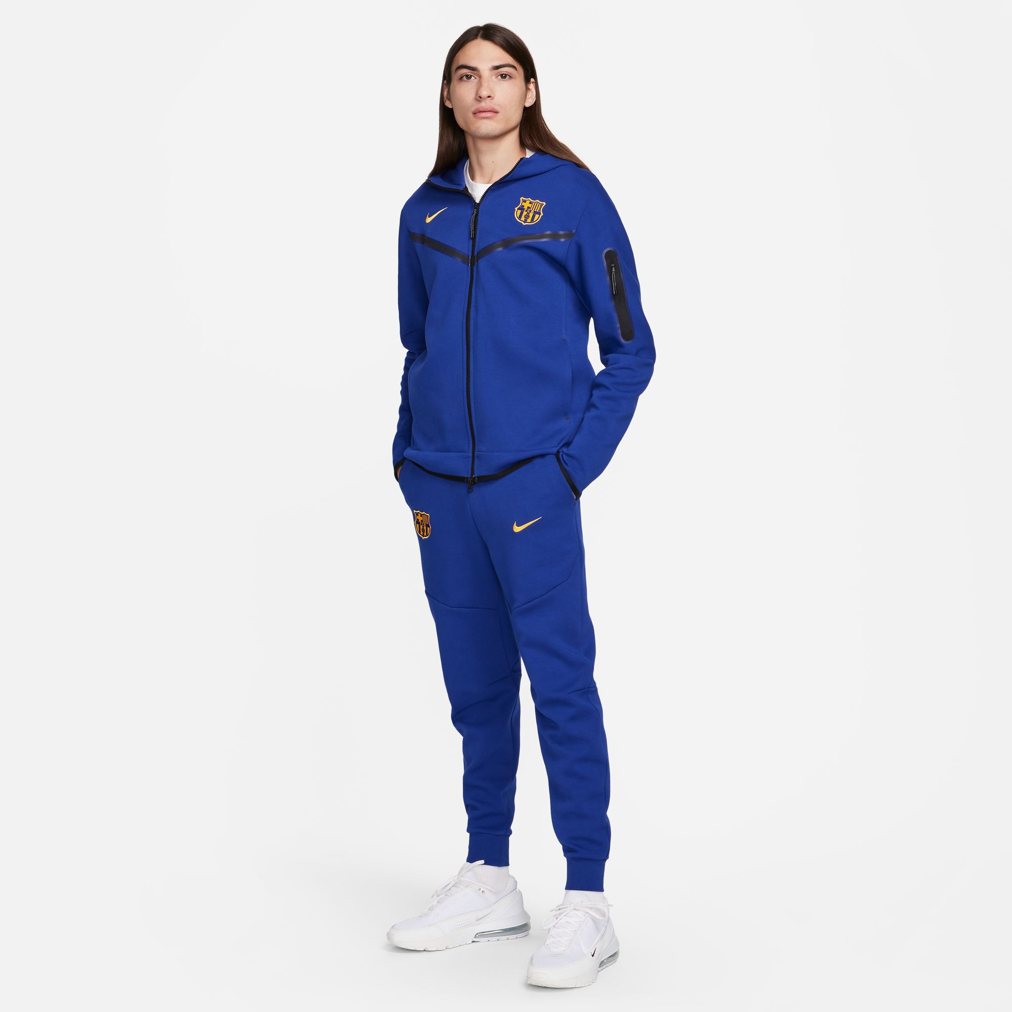 Nike FC Barcelona Tech Fleece Windrunner Men's Football Full-Zip Hooded Jacket - Deep Royal Blue/(University Gold) - FZ3957-455