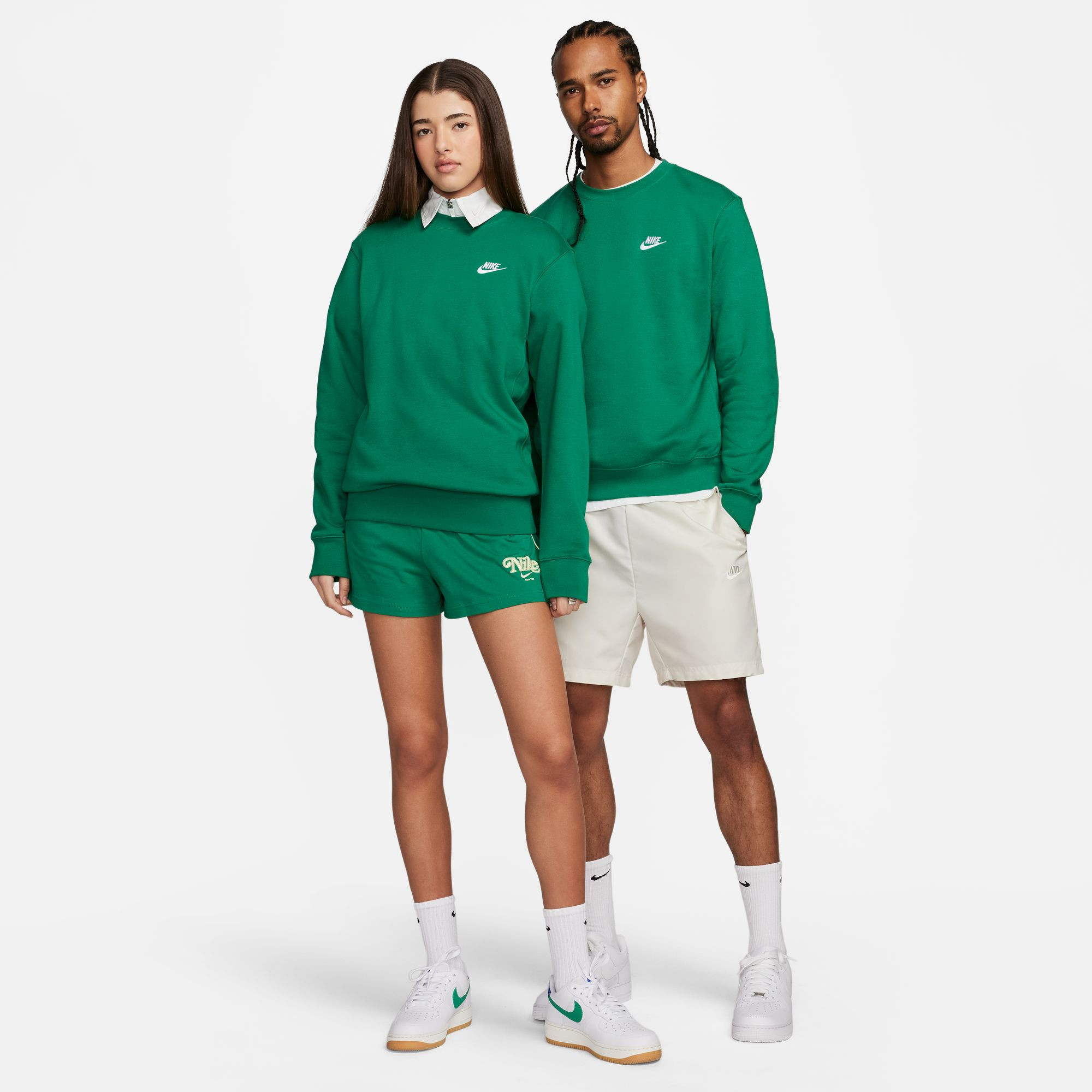 Nike Sportswear Club Fleece Men's Crew Sweatshirt - Malachite/(White) - BV2662-365