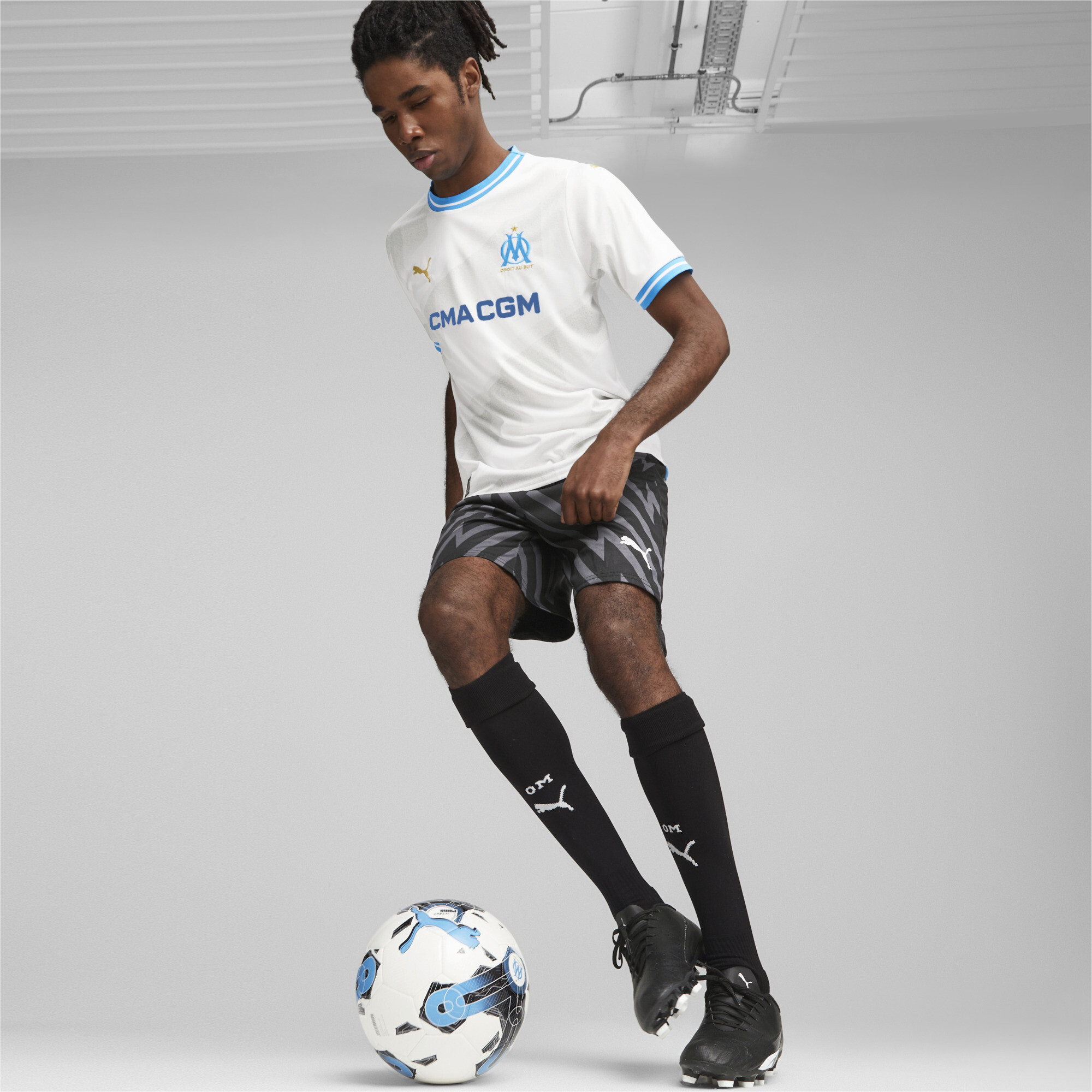Puma Olympique De Marseille Home 2023-2024 Men's Short Sleeve Football Jersey - White - 771281 01