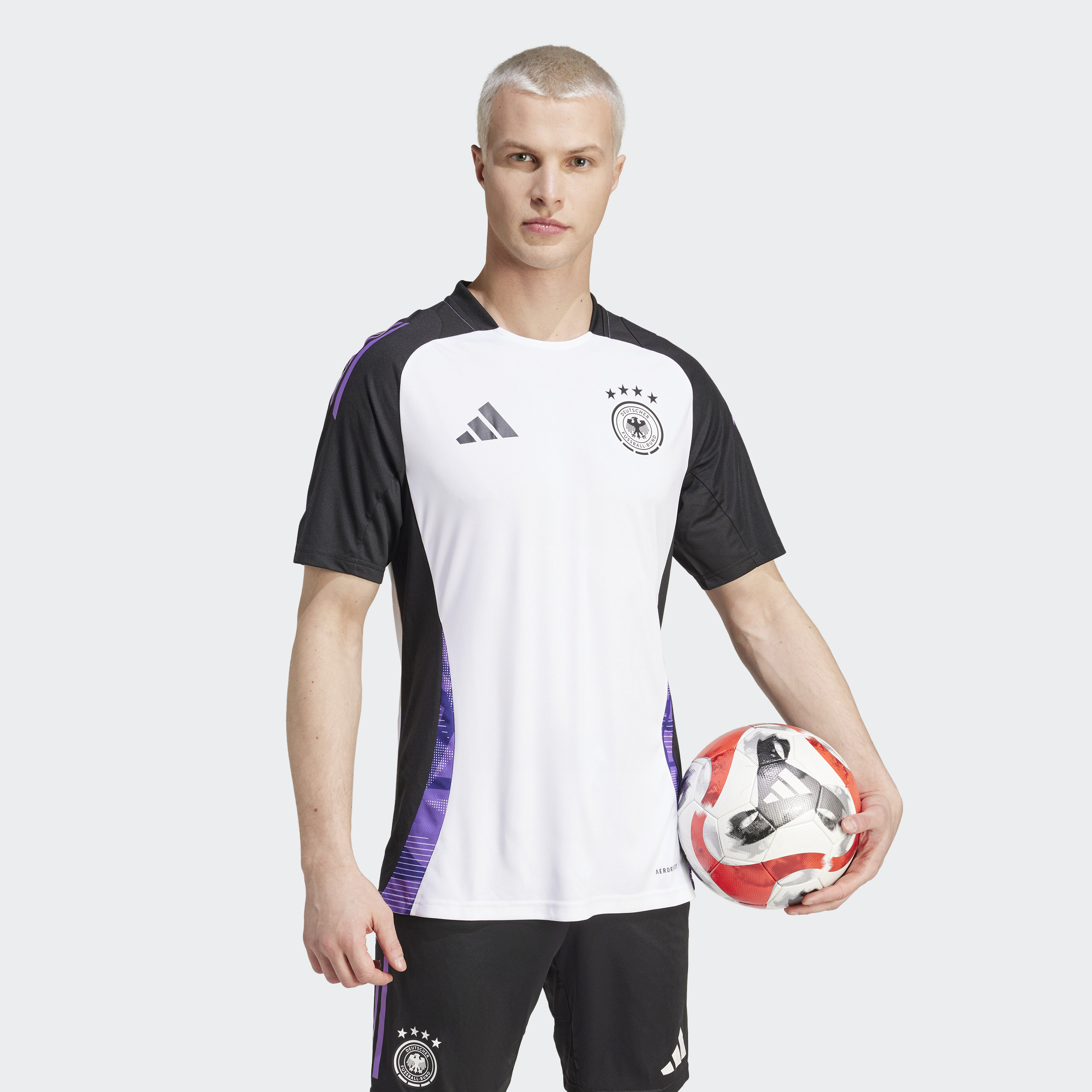 Haut d'entrainement manches courtes de football Adidas Allemagne (DFB) Training 2024 pour homme - Blanc - IP8246